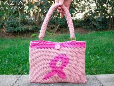 DIY Tutorial - How to Make Pink Awareness Ribbon Tapestry Crochet Handbag - For Breast Cancer Bolsa