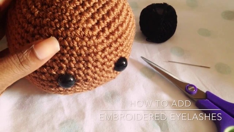 How to add embroidered eyelashes to crochet doll