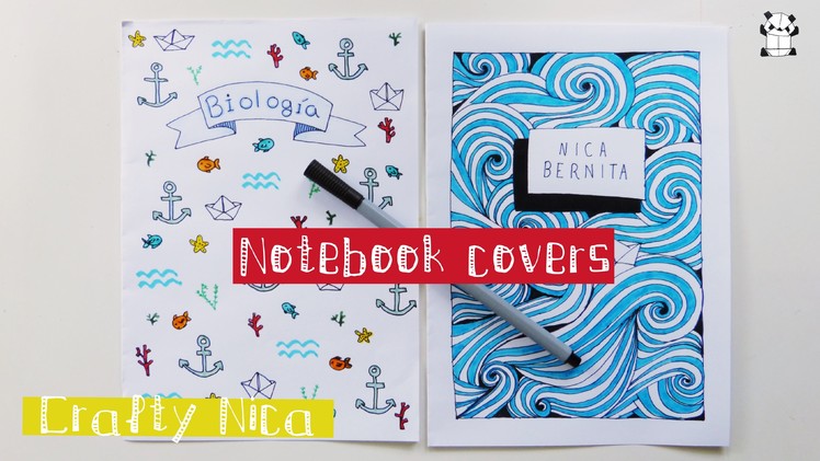 How to DECORATE NOTEBOOKS. DIY Notebook cover ideas || Sea-inspired drawings