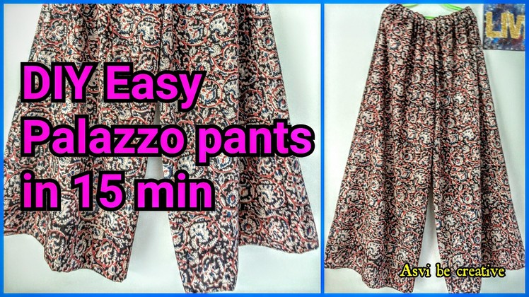 How To|DIY Easy Palazzo Pants in 15 min|Beginner|Split Skirt
