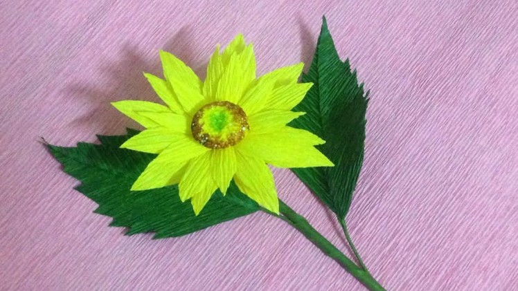 How to Make Sunflower Crepe Paper Flowers - Flower Making of Crepe Paper - Paper Flower Tutorial
