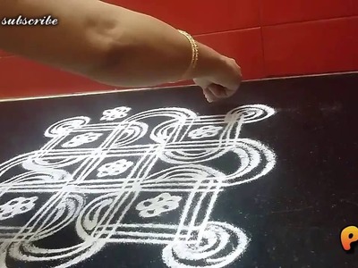Padi kolam.Simple steps for beginners.DIY.Creative rangoli designs without dots for tutorial