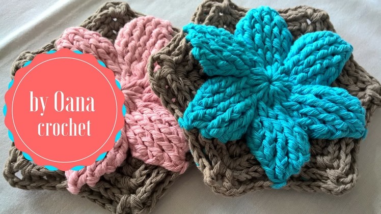 Crochet floral hexagon in two colours