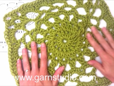 DROPS Crochet Tutorial - How to work square in DROPS 167-21