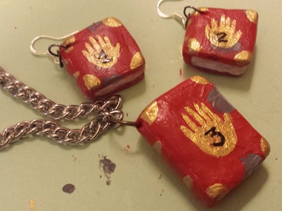 GRAVITY FALLS Journals 1-3 Earrings & Necklace Set. Polymer Clay Timelapse