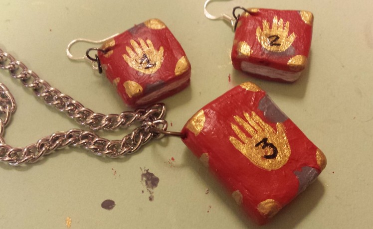 GRAVITY FALLS Journals 1-3 Earrings & Necklace Set. Polymer Clay Timelapse