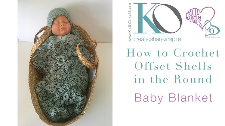 How to Crochet A Baby Blanket Offset Shells In the Round with Increases in Be So Sporty Yarn
