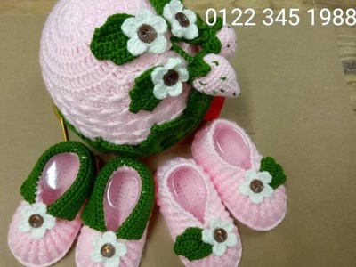 How to crochet baby booties strawberry. Móc mẫu giày dâu tây p2