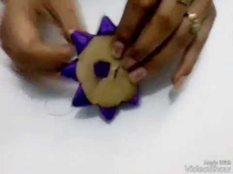 How to make ribbon flowers by carton piece. super easy method to make ribbon flowers - nidhijain