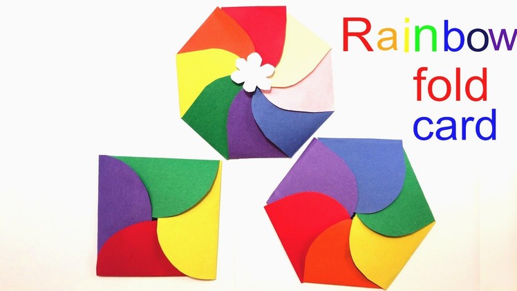 Rainbow 4 petal, 6 petal, 8 petal fold birthday party invitation card