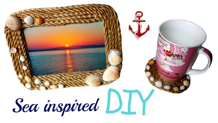 Sea inspired DIY: Rope picture frame and rope coaster with seashells
