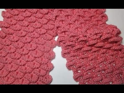 Uncinetto crochet sciarpa punto coccodrillo squame tutorial