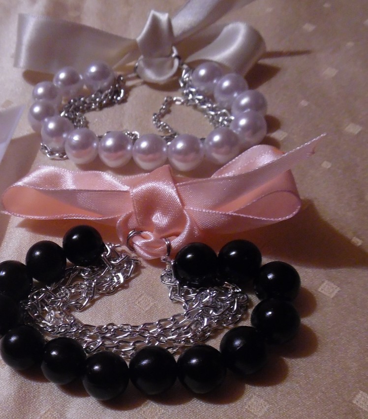 Handmade Ribbon and pearl bracelet TUTORIAL