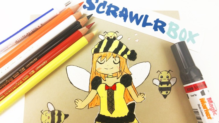 HONEY BEE FAIRY CHIBI DRAWING Scrawlrbox challenge artwork challenge | how to draw  speedpaint