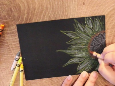 How to draw sunflower using Crayons