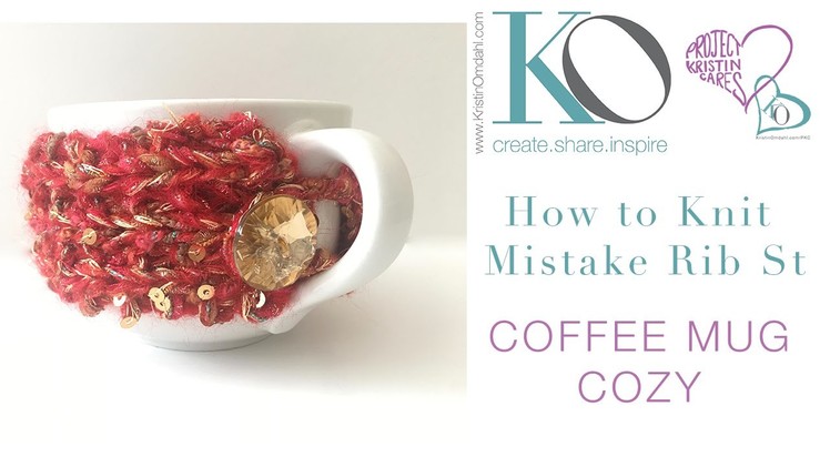 How to Knit Mistake Rib Coffee Mug Cozy Quick Handmade Gift