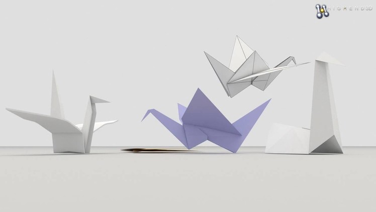 Origami birds 3D Model From CreativeCrash.com