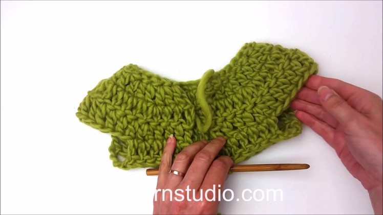 Round yoke crochet: how to work body.sleeve under yoke