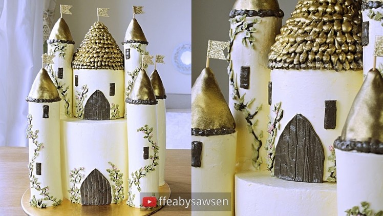 Castle cake tutorial part 1 - how to make a 3D buttercream Disney Princess style fairytale castle