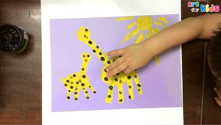 Hand painting for kids | How to draw a giraffe for kids | Painting animals for kids | Art for kids