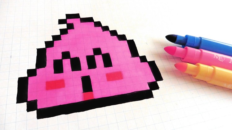 Handmade Pixel Art - How To Draw Pink Poop - Dr Slump  #pixelart