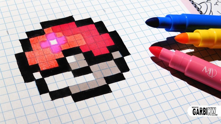 Handmade Pixel Art - How To Draw Easy Pokeball #pixelart