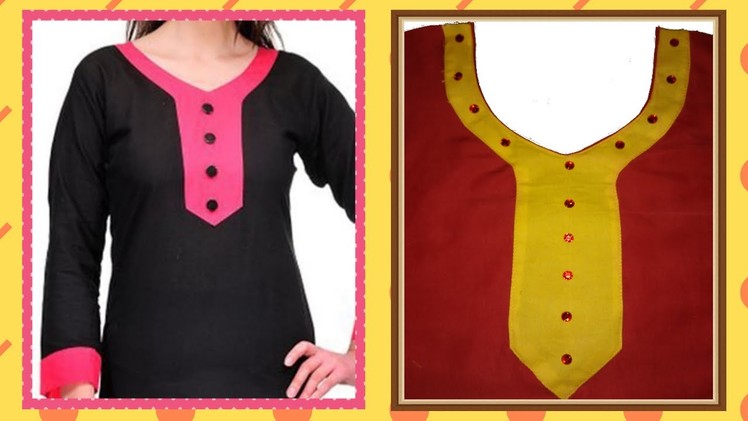 How To Cut And Stitch Designer Curved V Neck With Long Sweet Heart And Piping On Neck Line