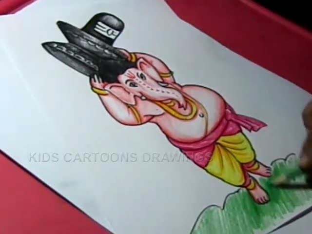 How to Draw BahuBali Ganesha Drawing for Kids Step by step