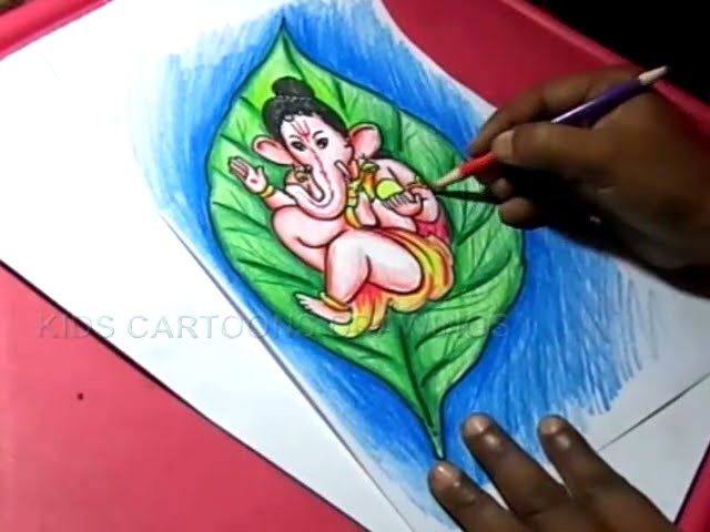 How to Draw Leaf Ganesha Drawing for Kids Step by step
