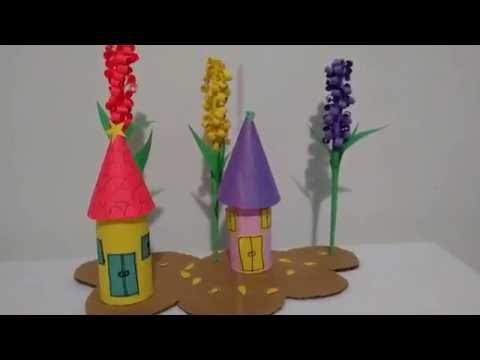 How to make a house. toilet paper roll art and craft. fall decoration