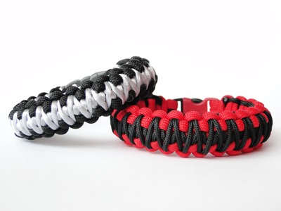 How to Make a Knight Cobra Paracord Survival Bracelet. Different Size Cords King Cobra weave