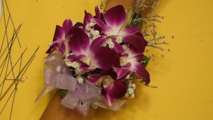 How to make a wrist corsage with dendrobium orchids