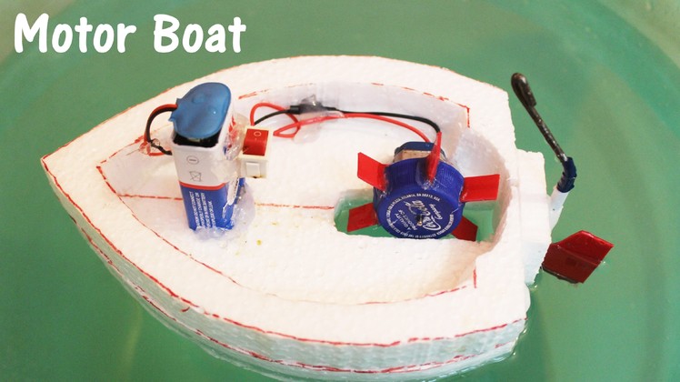 How to make an Electric Motor Boat using Thermocol and DC motor