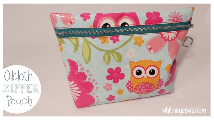 Oilcloth Boxed Bottom Zipper Pouch with Strap How to - Whitney Sews