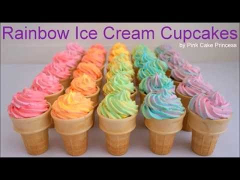 Ombre Rainbow Ice Cream Cupcakes How to Make Rainbow Cupcake Ice Cream Cones