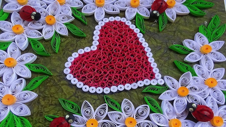 Quilling | How to make Valentine's Day or Birthday card with wonderful White flowers and hearts