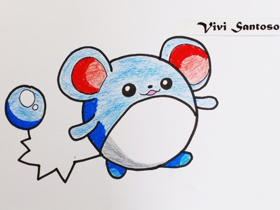 63 : How to Draw Pokemon Aqua Mouse MARILL ☆ Step by Step ☆ Cara Gambar ☆ Como Dibujar Paso a Paso