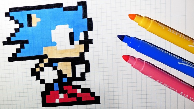 Handmade Pixel Art - How To Draw Kawaii Sonic #pixelart