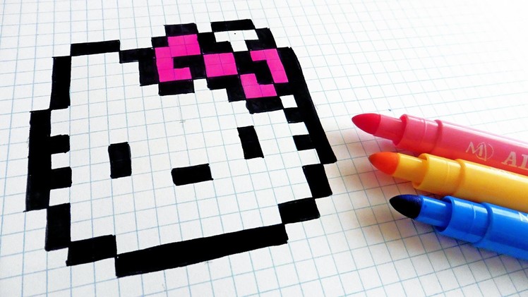 Handmade Pixel Art - How To Draw Hello Kitty #pixelart