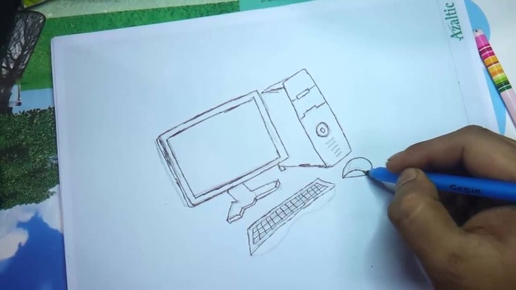 How to draw a computer for kids