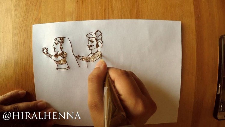 How to draw a dulha-dulhan in Bridal mehndi