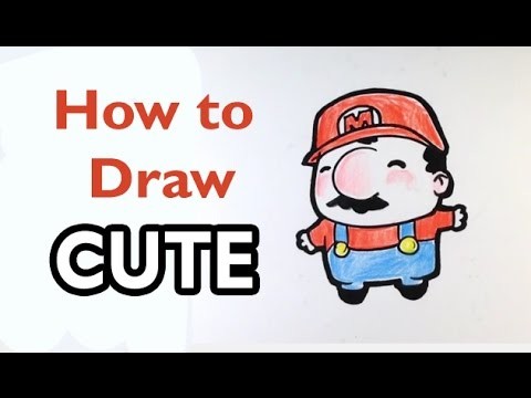 How to Draw Mario(Cute) - Mario Bros- Easy Pictures to Draw