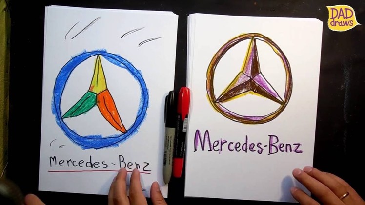 How to draw MERCEDES BENZ logo. AUTO LOGO car