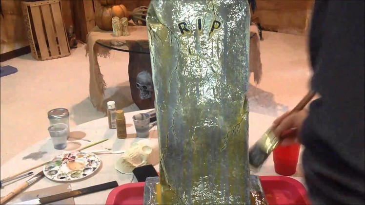 How to Make a paper mache tombstone part 3