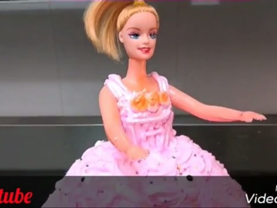 How to make doll cake | homemade whipped cream icing | cake decoration