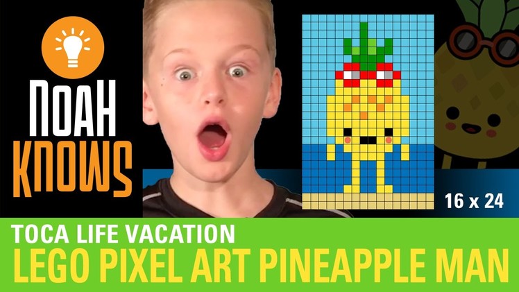 How to make LEGO Pixel Art! Pineapple Man (Toca Boca - Toca Life Vacation)
