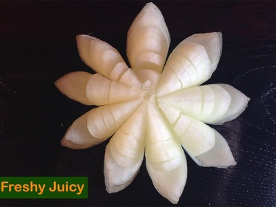 How To Make | Onion Flower Carving | Art In Fruit Carving [Garnish]