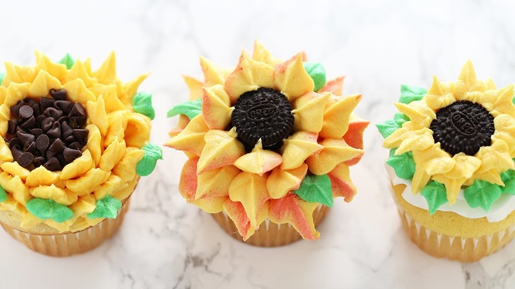 How to Make Sunflower Cupcakes (THREE Ways!)