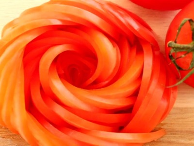 How To Make Tomato Rose Flower | Vegetable Carving Garnish | Sushi Garnish | Food Decoration