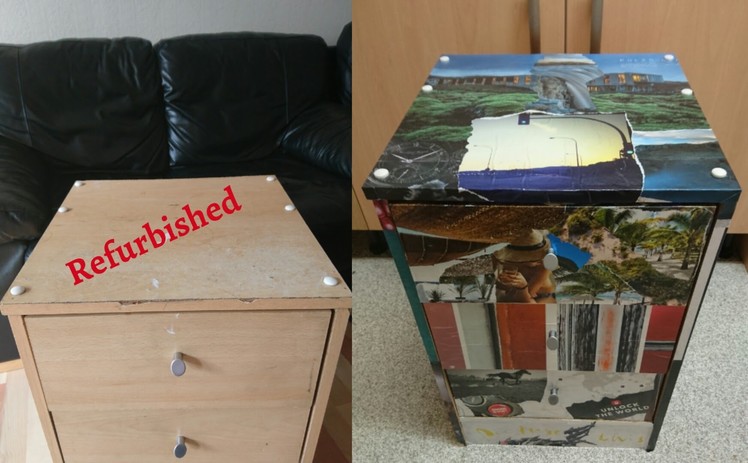 How-To  Refurbished Old Furniture Using Wallpapers.Magazines At Home